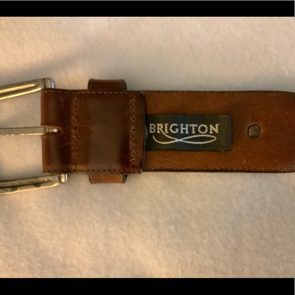 Brighton brown leather belt with silver accents - Picture 3 of 4
